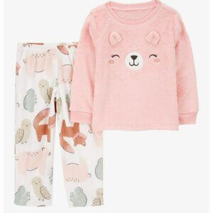 NWT. CARTER'S Toddler Girl 2-Piece Fuzzy Velboa Bear Pajamas
